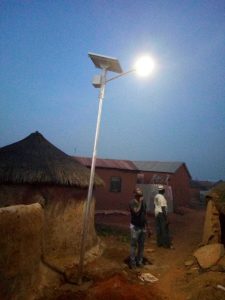 Solar street lights in the Gamba witches camp in northern region