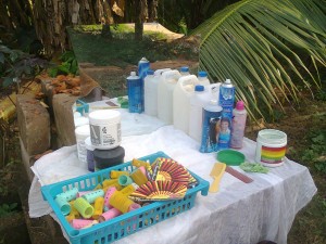 Open air salon - Items on a table